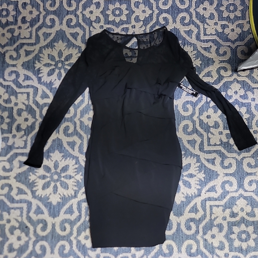 White House Black Market Sheer Polka Dot Top Dress. Instantly Slimming. Size 10.